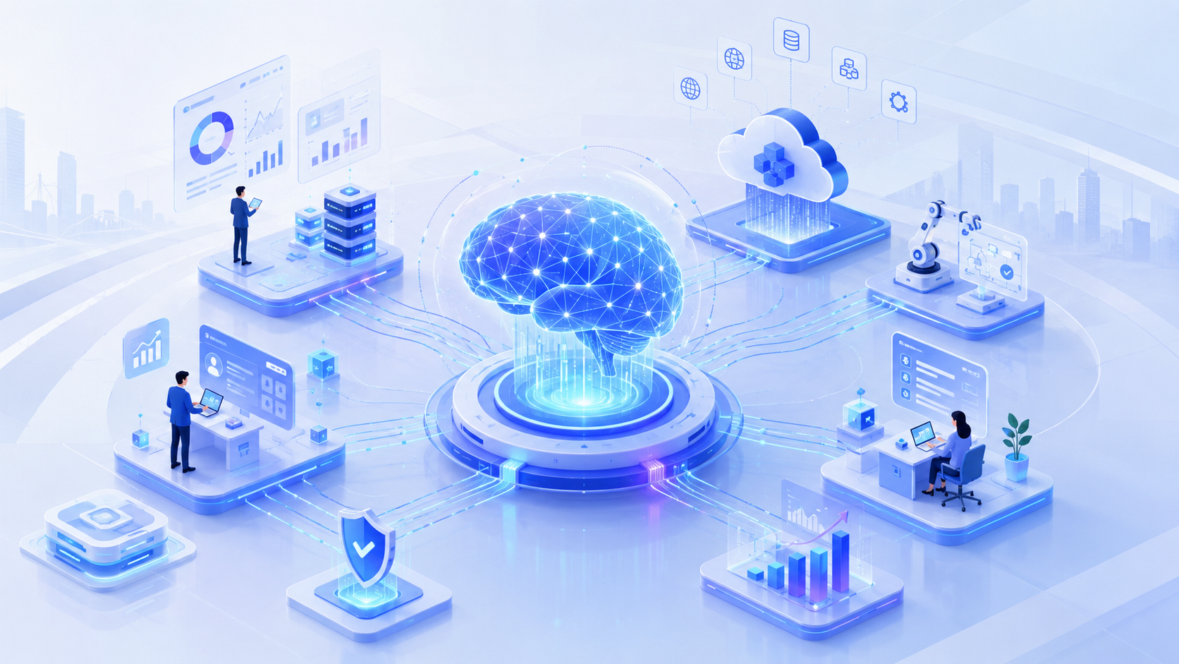 Diagram of enterprise agents, semantic layers, and AI execution loops